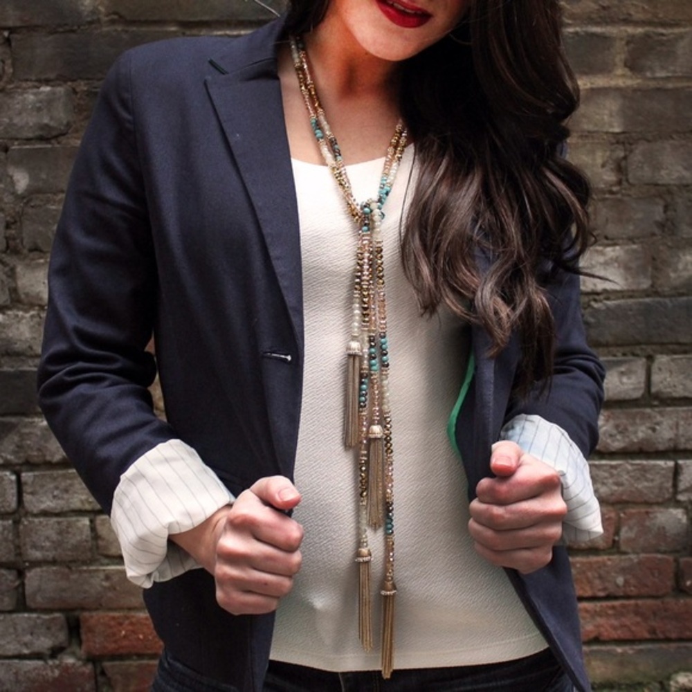 Goldie Beaded Tassel Necklace